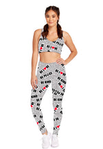 Load image into Gallery viewer, GREY/WHITE SPECKLE BE LOVE BE KIND BE PEACE STAMP LEGGINGS
